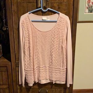 Chico’s peach lacy long sleeve top
